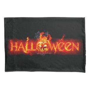 SlipperyJoe's Halloween massive fiery lettering ca Pillowcase