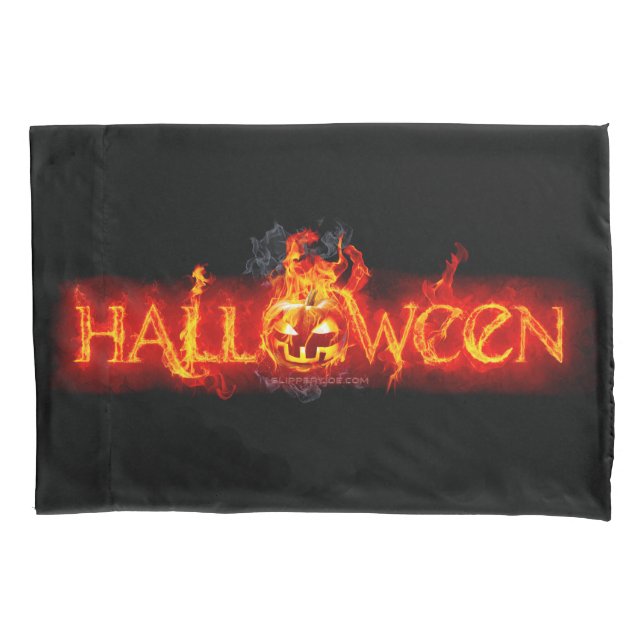SlipperyJoe's Halloween massive fiery lettering ca Pillowcase (Front)