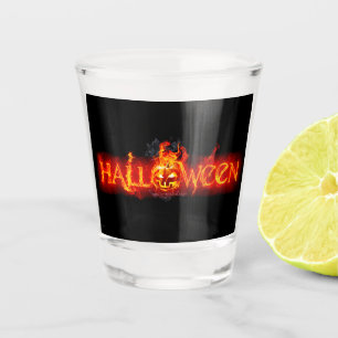 SlipperyJoe's Halloween massive fiery lettering ca Shot Glass
