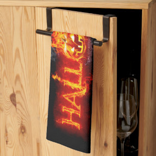 SlipperyJoe's Halloween massive fiery lettering ca Tea Towel