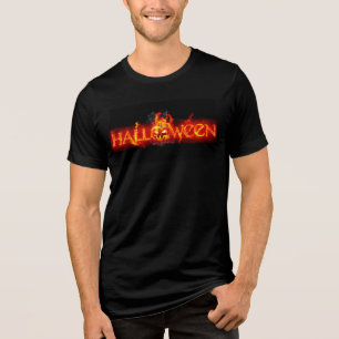 SlipperyJoe's Halloween massive fiery lettering ca Tri-Blend Shirt