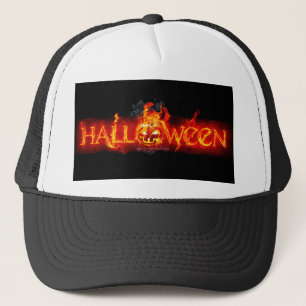 SlipperyJoe's Halloween massive fiery lettering ca Trucker Hat
