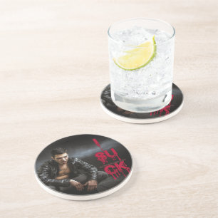 SlipperyJoe's Halloween pale vampiric figure fangs Coaster