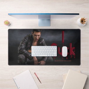 SlipperyJoe's Halloween pale vampiric figure fangs Desk Mat