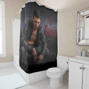 SlipperyJoe's Halloween pale vampiric figure fangs Shower Curtain