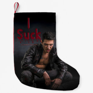 SlipperyJoe's Halloween pale vampiric figure fangs Small Christmas Stocking