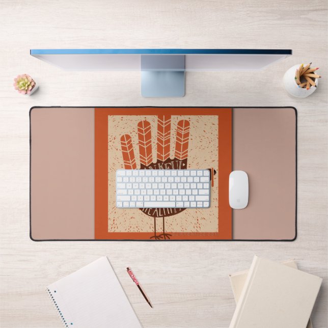 SlipperyJoe's hand words thankful family friends f Desk Mat (Office 1)