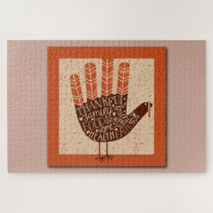 SlipperyJoe's hand words thankful family friends f Jigsaw Puzzle