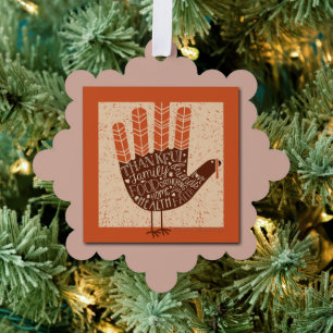SlipperyJoe's hand words thankful family friends f Tree Decoration Card