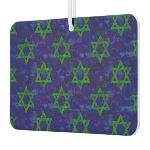 SlipperyJoe's Hanukkah green rows Stars of David c Car Air Freshener