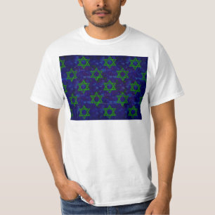 SlipperyJoe's Hanukkah green rows Stars of David c T-Shirt