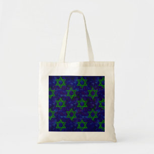 SlipperyJoe's Hanukkah green rows Stars of David c Tote Bag