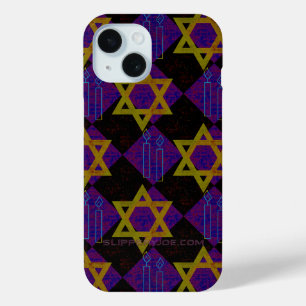 SlipperyJoe's Hanukkah-themed image golden yellow iPhone 15 Case