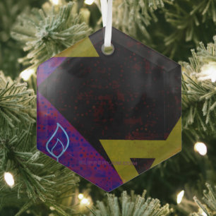 SlipperyJoe's Hanukkah-themed image golden yellow  Glass Tree Decoration
