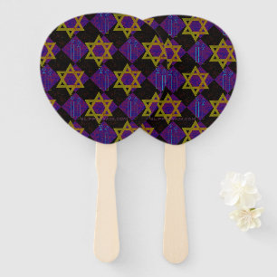 SlipperyJoe's Hanukkah-themed image golden yellow Hand Fan