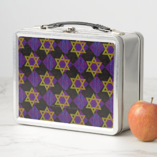 SlipperyJoe's Hanukkah-themed image golden yellow Metal Lunch Box