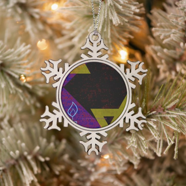 SlipperyJoe's Hanukkah-themed image golden yellow  Snowflake Pewter Christmas Ornament (Tree)