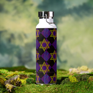 SlipperyJoe's Hanukkah-themed image golden yellow Water Bottle