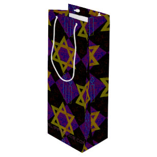 SlipperyJoe's Hanukkah-themed image golden yellow Wine Gift Bag