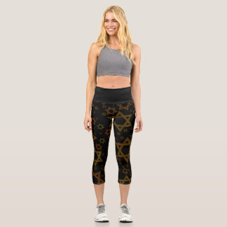 SlipperyJoe's Hanukkah-themed Star David artistic Capri Leggings