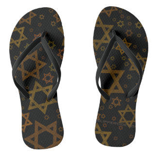 SlipperyJoe's Hanukkah-themed Star David artistic Flip Flops