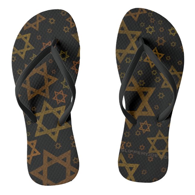 SlipperyJoe's Hanukkah-themed Star David artistic  Flip Flops (Footbed)