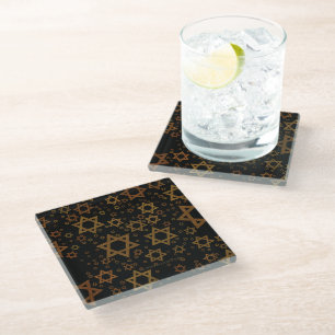 SlipperyJoe's Hanukkah-themed Star David artistic Glass Coaster