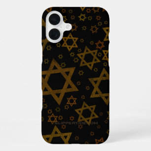 SlipperyJoe's Hanukkah-themed Star David artistic iPhone 16 Plus Case