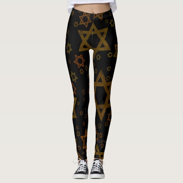SlipperyJoe's Hanukkah-themed Star David artistic  Leggings (Front)