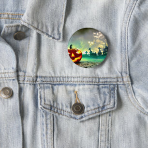 SlipperyJoe's Happy Halloween cemetery graveyard c 6 Cm Round Badge