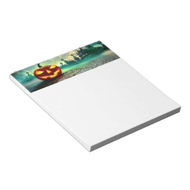 SlipperyJoe's Happy Halloween cemetery graveyard c Notepad (Angled)