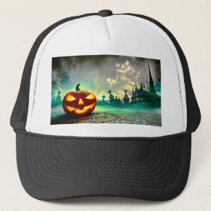 SlipperyJoe's Happy Halloween cemetery graveyard c Trucker Hat