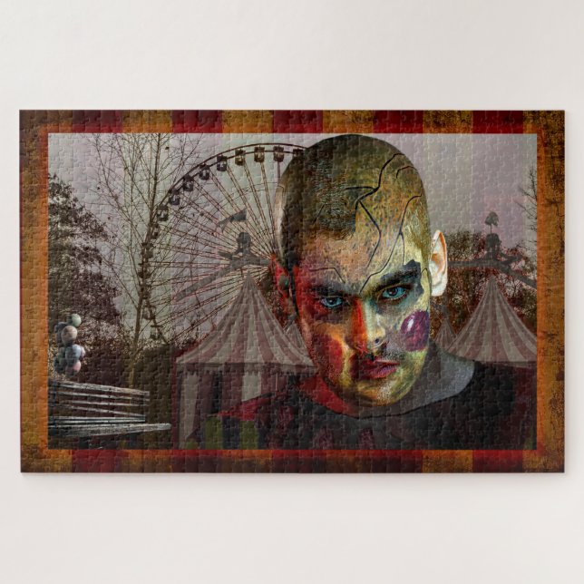 SlipperyJoe's Happy Halloween creepy doll face bal Jigsaw Puzzle (Horizontal)