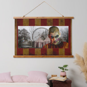 SlipperyJoe's Happy Halloween creepy man doll face Hanging Tapestry