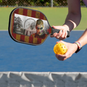 SlipperyJoe's Happy Halloween creepy man doll face Pickleball Paddle