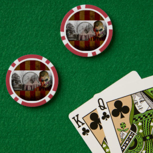SlipperyJoe's Happy Halloween creepy man doll face Poker Chips