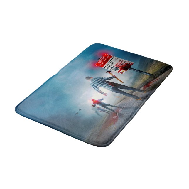 SlipperyJoe's happy Halloween glowing eyes zombies Bath Mat (Angled)