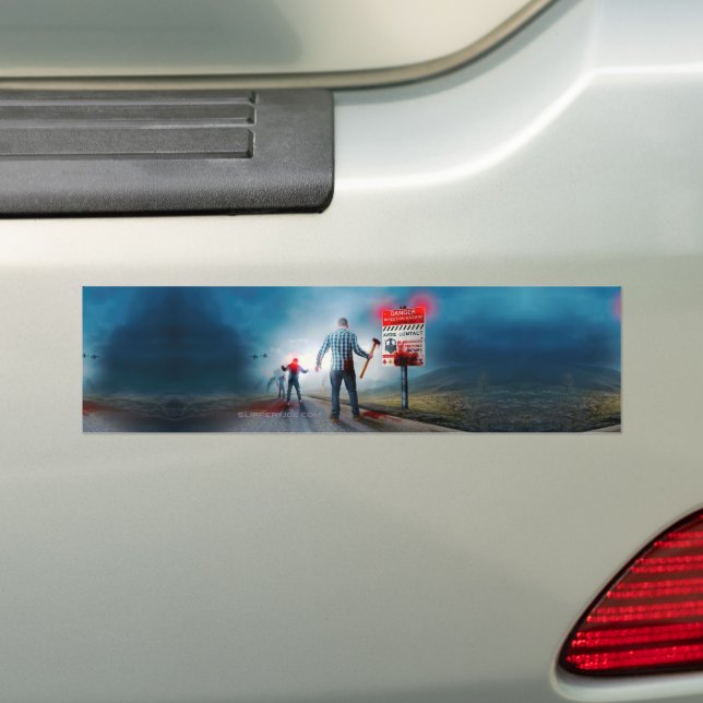 SlipperyJoe's happy Halloween glowing eyes zombies Bumper Sticker (On Car)