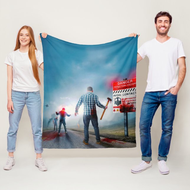 SlipperyJoe's happy Halloween glowing eyes zombies Fleece Blanket (In Situ)