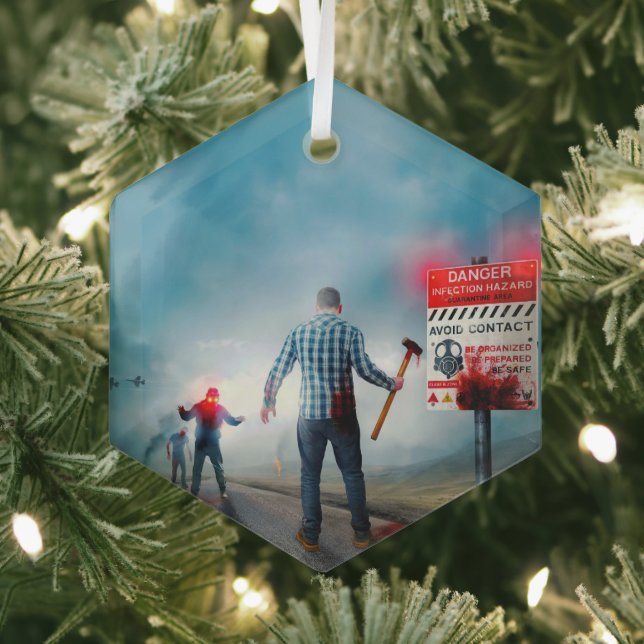 SlipperyJoe's happy Halloween glowing eyes zombies Glass Tree Decoration (Insitu)