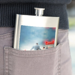 SlipperyJoe's happy Halloween glowing eyes zombies Hip Flask