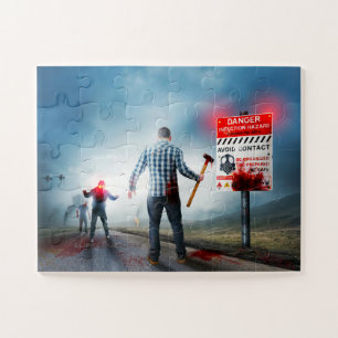 SlipperyJoe's happy Halloween glowing eyes zombies Jigsaw Puzzle