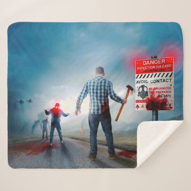 SlipperyJoe's happy Halloween glowing eyes zombies Sherpa Blanket (Front (Horizontal))