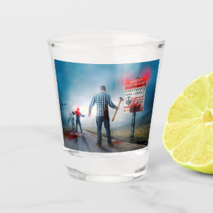 SlipperyJoe's happy Halloween glowing eyes zombies Shot Glass