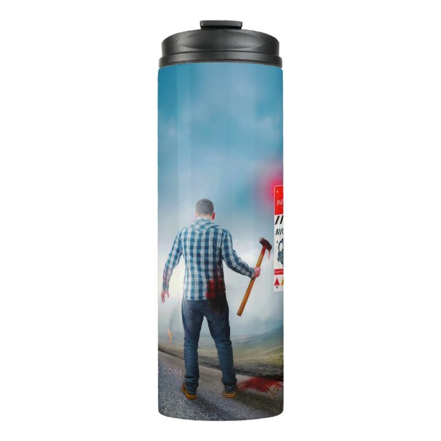 SlipperyJoe's happy Halloween glowing eyes zombies Thermal Tumbler (Front)