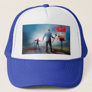 SlipperyJoe's happy Halloween glowing eyes zombies Trucker Hat