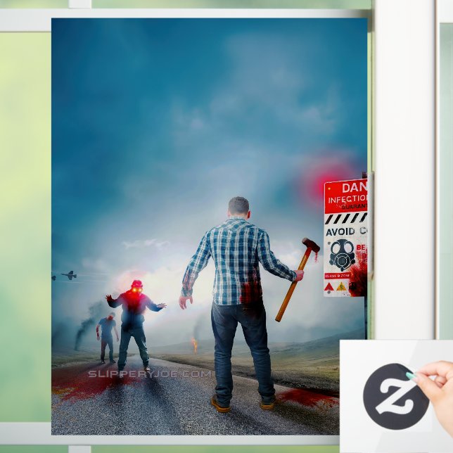 SlipperyJoe's happy Halloween glowing eyes zombies Window Cling (Home)