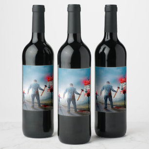 SlipperyJoe's happy Halloween glowing eyes zombies Wine Label