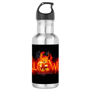 SlipperyJoe's Happy Halloween pumpkin glowing eyes 532 Ml Water Bottle