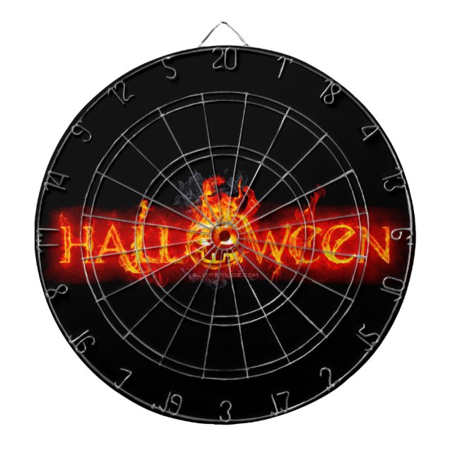 SlipperyJoe's Happy Halloween pumpkin glowing eyes Dartboard (Front)